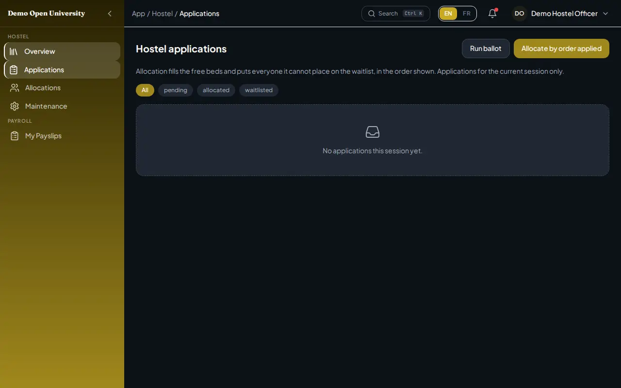 Hostel applications